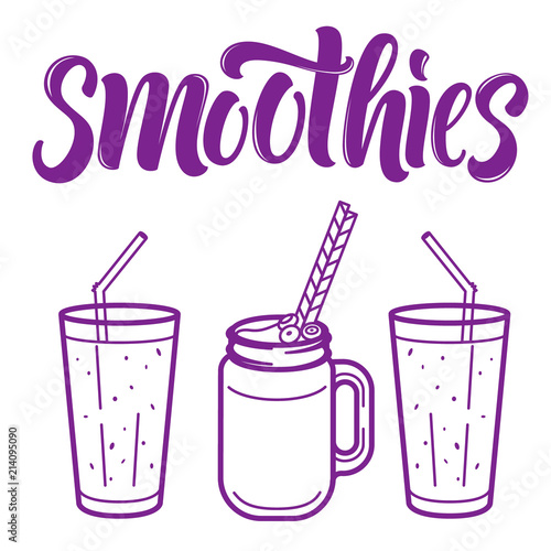 Smoothies menu line art illustrations and lettering.