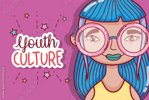 Youth culture millenial woman cartoon