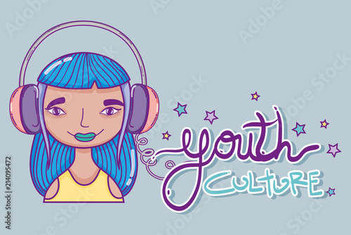 Youth culture millenial woman cartoon