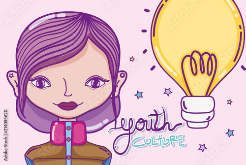 Youth culture millenial woman cartoon
