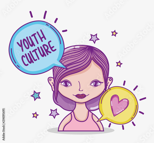 Youth culture millenial woman cartoon