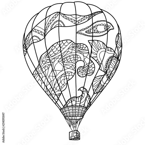 Balloon, aerostat pattern, coloring book, coloring page, vector, sky