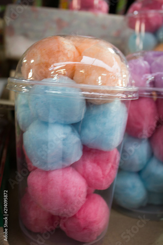 Cotton candy balls in a cup