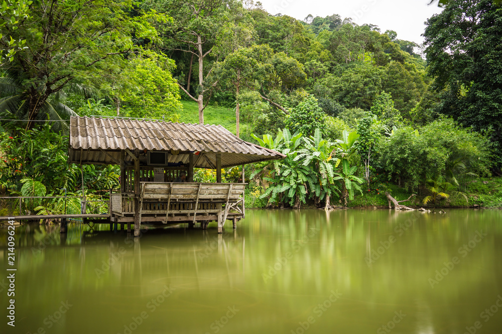 Lake Reflection in the Phuket, Thailand. Surface of lakes like a mirror reflect the image above, double image of landscape. Lake Reflection in the Phuket, Thailand. Surface of lakes like a mirror reflect the image above, double image of landscape.