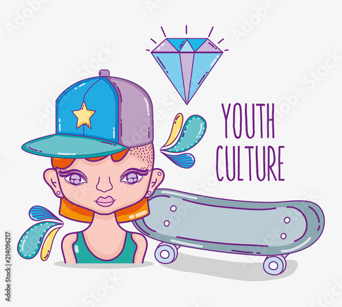 Youth culture millenial woman cartoon
