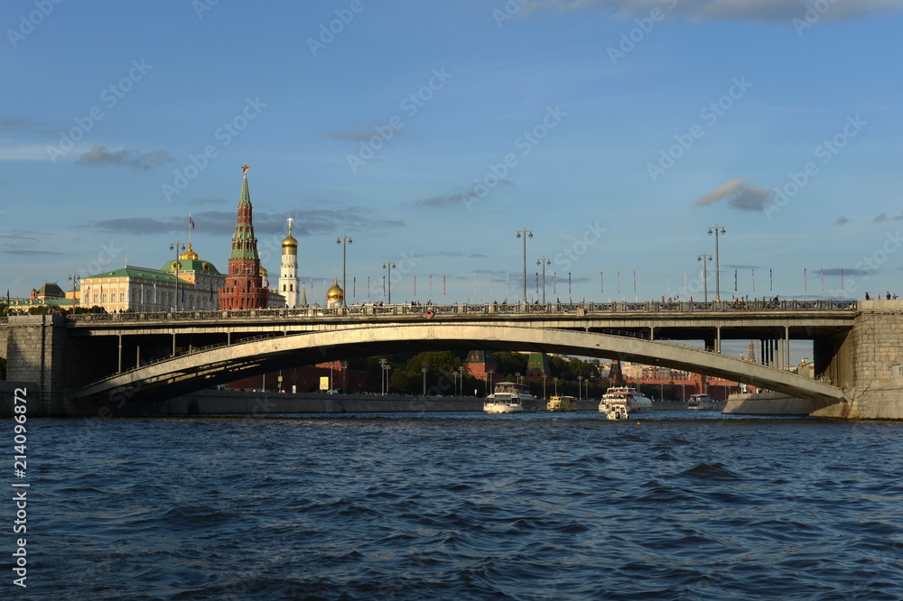 View of the Kremlin and the Great Stone Bridge from the Moscow River.