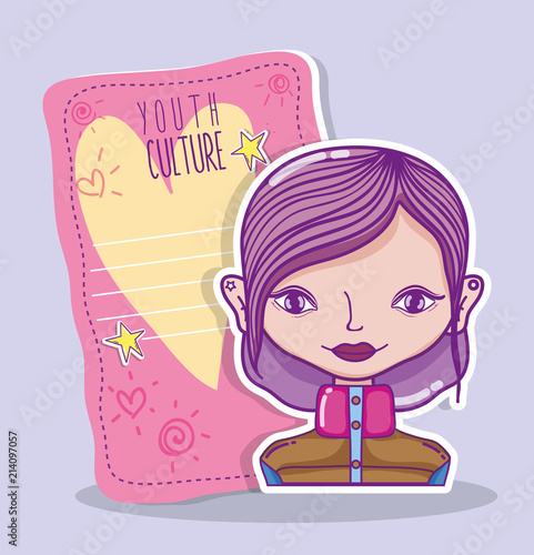 Youth culture millenial woman cartoon