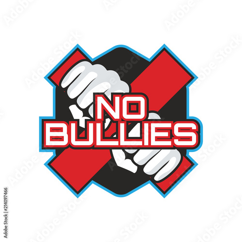 stop bullying, no bullying logo, vector illustration