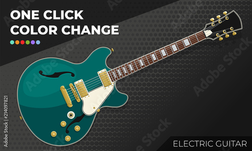 Electric Guitar. Isolated and Layered Object, Easy Color Change