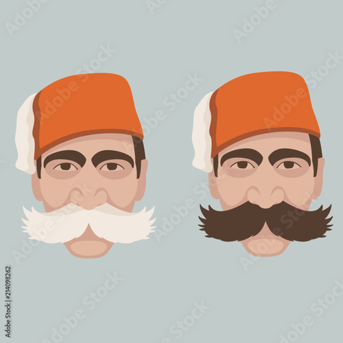 turkish man wearing fez vector illustration front side