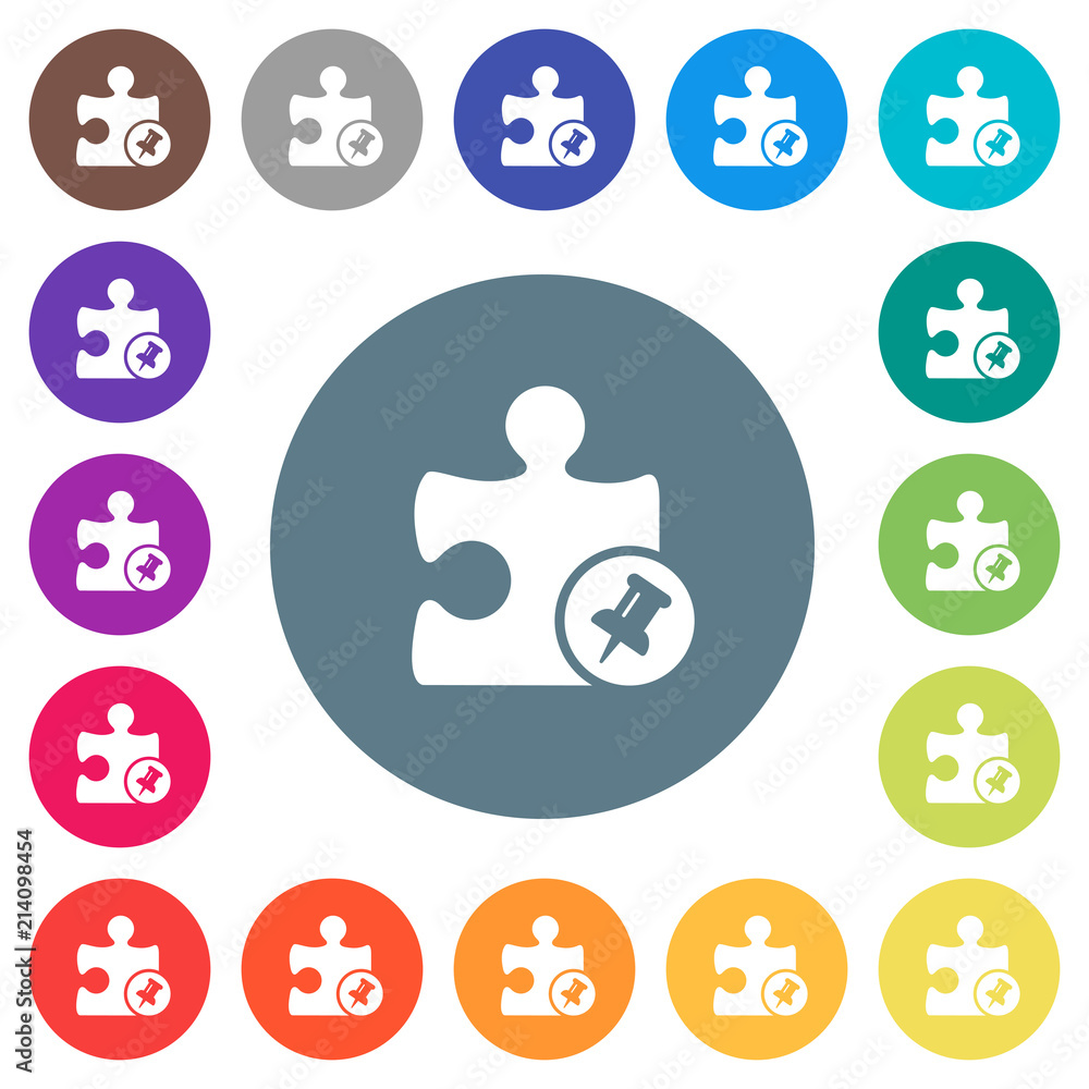 Pin plugin flat white icons on round color backgrounds Pin plugin flat white icons on round color backgrounds
