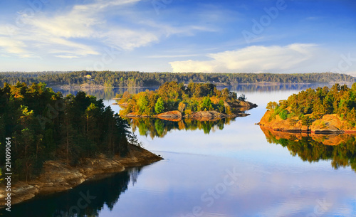 Tableau sur toile Stockholm Archipelago on the Baltic Sea in the morning