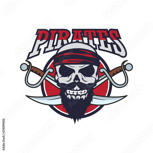 pirates, skull logo, vector illustration