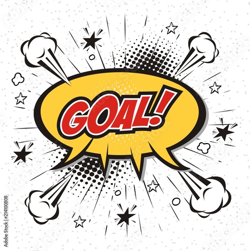 freehand drawn comic book speech bubble cartoon word goal