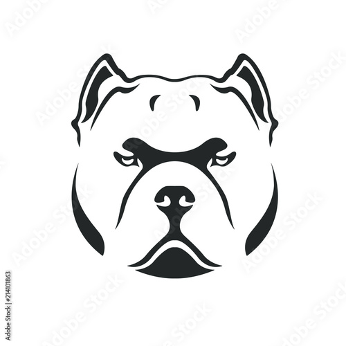 American bully icon. Bully dog head vector template. Black on white.  