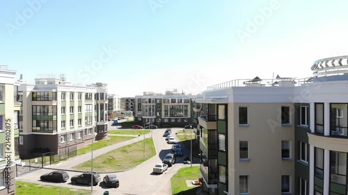 Aerial panorama on buildings in suburban district
