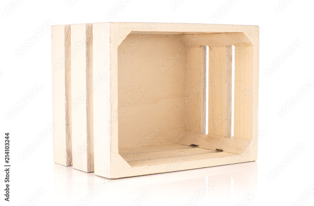 One whole kitchen tool light wooden crate isolated on white One whole kitchen tool light wooden crate isolated on white