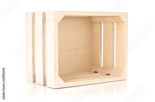 Fototapeta Naklejka Na Ścianę i Meble -  One whole kitchen tool light wooden crate isolated on white