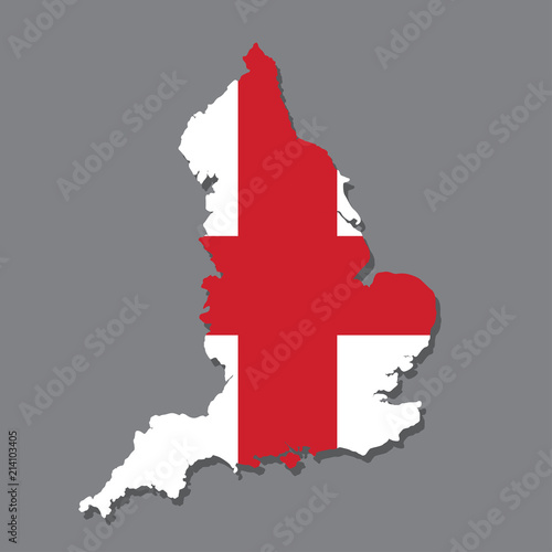 England flag and map on the grey background.