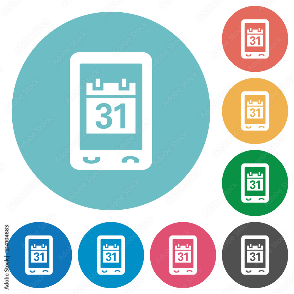 Mobile organizer flat round icons Mobile organizer flat round icons