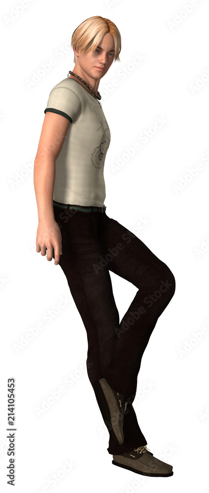 3D Rendering Teenager Boy on White 3D Rendering Teenager Boy on White