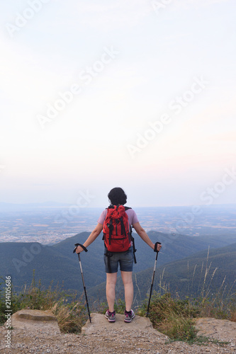Hiker woman looking at the landscape