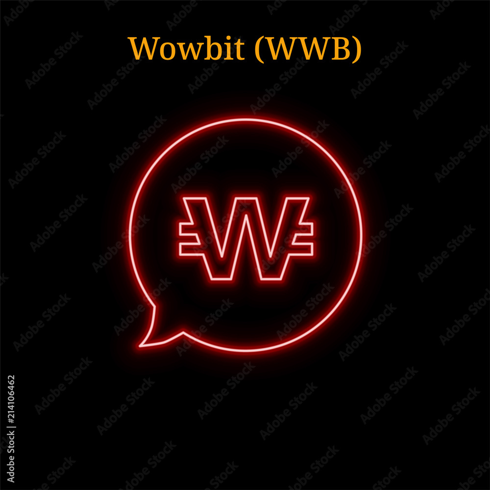 Fototapeta premium Wowbit (WWB) cryptocurrency symbol. Vector illustration eps10 isolated on black background