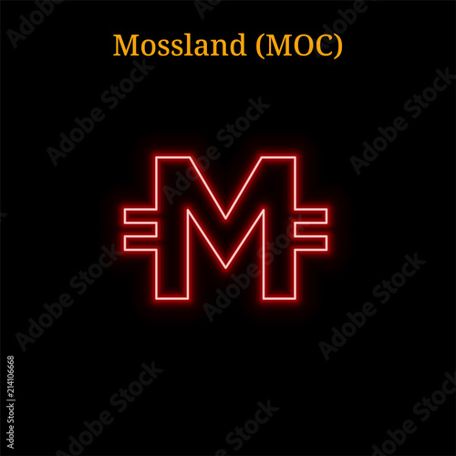 Mossland (MOC) cryptocurrency symbol. Vector illustration eps10 isolated on black background