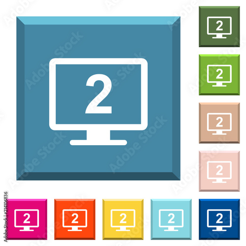 Secondary display white icons on edged square buttons