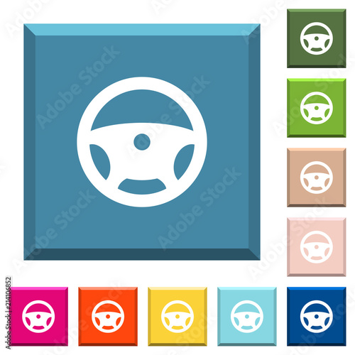 Steering wheel white icons on edged square buttons