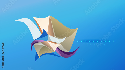 Abstract background - geometric origami style shape composition, triangular low poly design concept. Colorful trendy minimalistic illustration