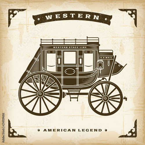 Tablou pe pânză Vintage Western Stagecoach