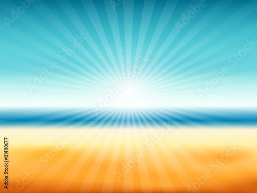 Sea panorama, Tropical beach vector background
