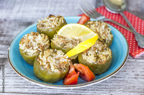Stuffed peppers with olive oil (Turkish foods; biber dolma)