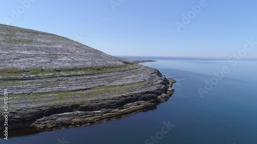 Ireland, Aerial view of The burren coastline with Fanore lighthouse, Ireland photo