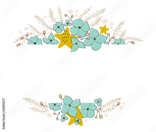 Vector floral seaweed frame