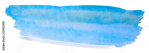 bright blue brown spot brush stroke watercolor stain design element, with a paper texture