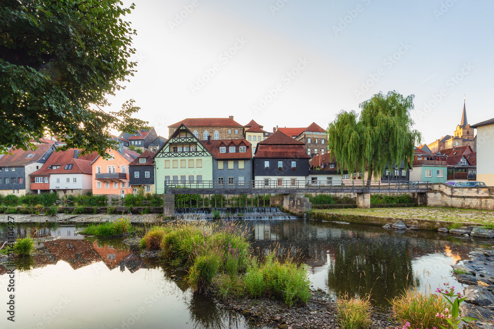 Medieval German Bavarian Town of Kronach in Summer. Lovely historical houses