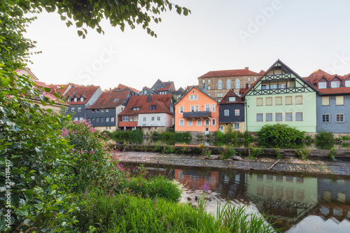 Medieval German Bavarian Town of Kronach in Summer. Lovely historical houses