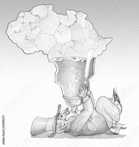 Photos exploitation of the continent africa black and white illustration