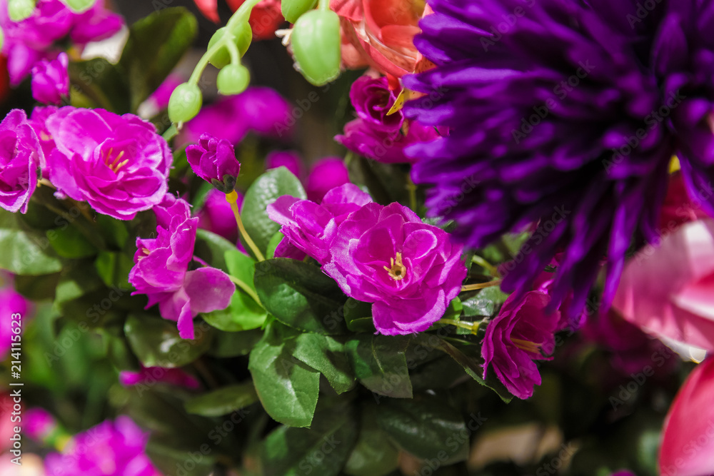 Artificial flowers close-up, imitation of fresh flowers. Artificial flowers close-up, imitation of fresh flowers.