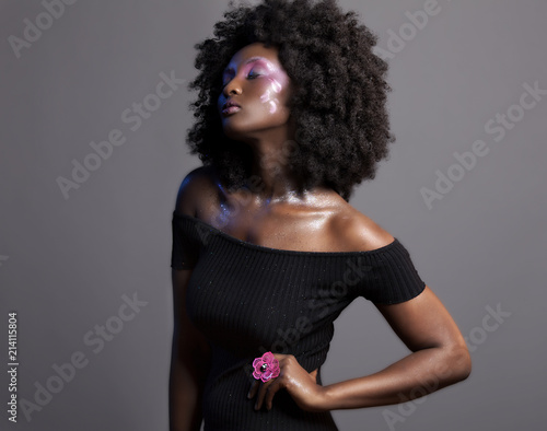 Afro and Flower beauty with...