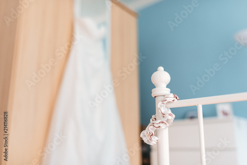 Wedding garter in the bride's room