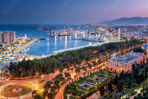Port of Malaga in dusk