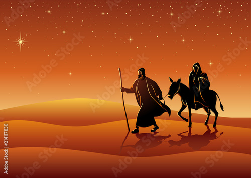 Carta da parati Mary and Joseph, journey to Bethlehem