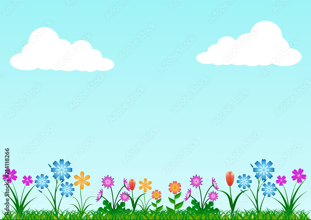 flower  and grass  Collection vector Illustration