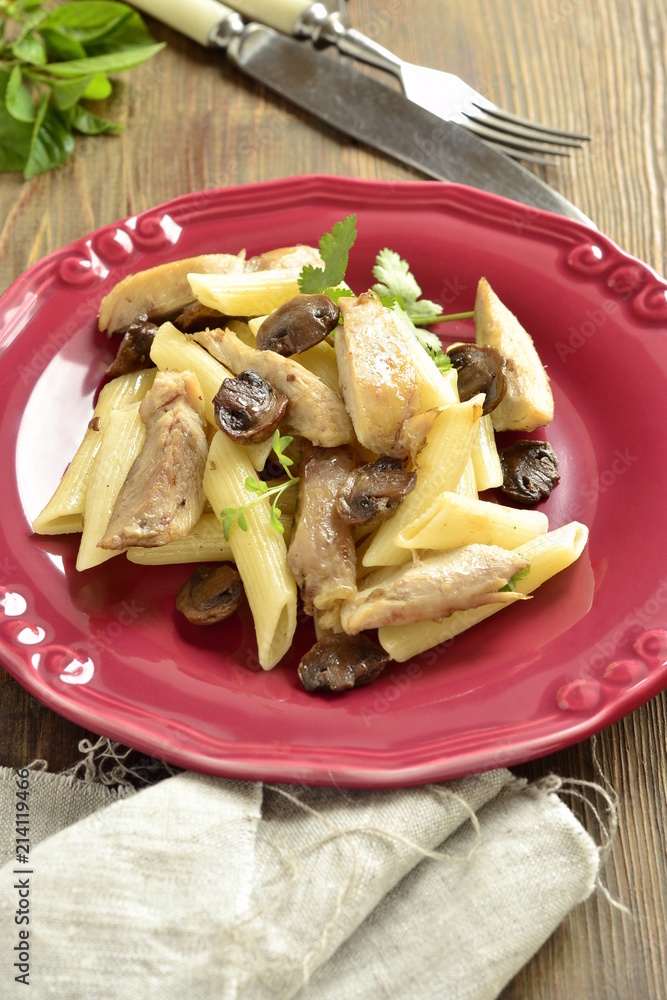 Pasta with chicken and mushrooms Pasta with chicken and mushrooms
