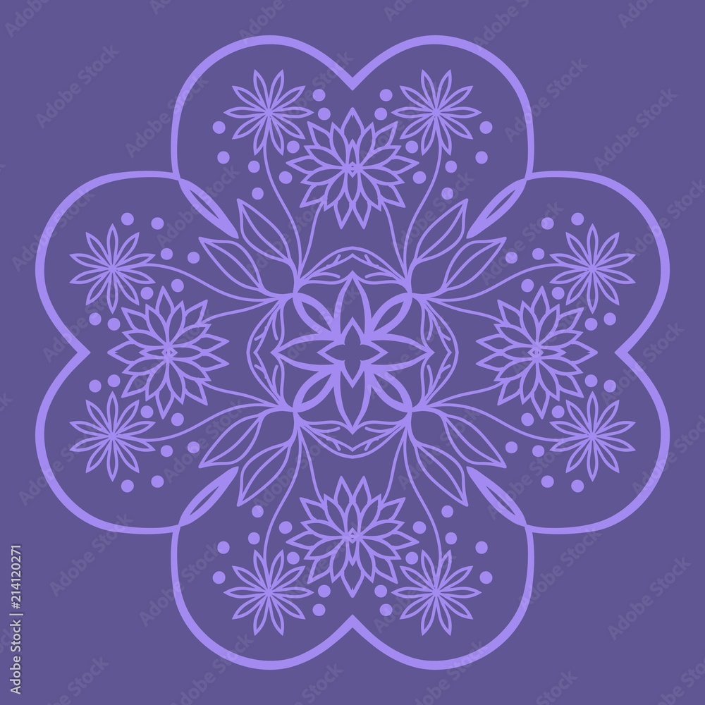 Decorative Cicle Floral Vector Shapes. Flower purple mandala. Vector illustration Decorative Cicle Floral Vector Shapes. Flower purple mandala. Vector illustration
