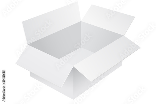 White cardboard box. Empty open container