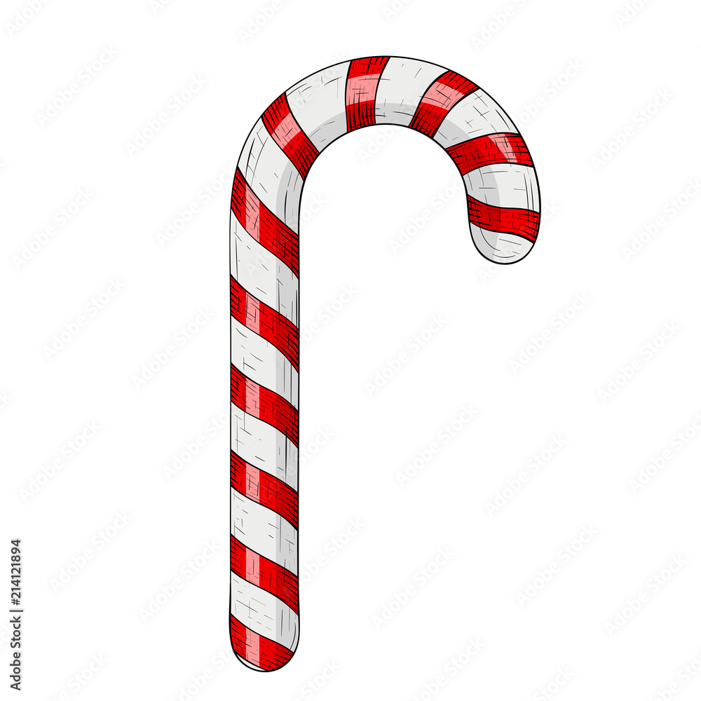 Candy cane. Hand drawn sketch Stock Vector Image & Art - Alamy